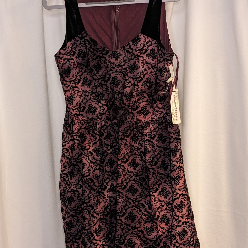 Altar’d State Velvet Burnout Floral Dress Burgundy Black NWT Medium